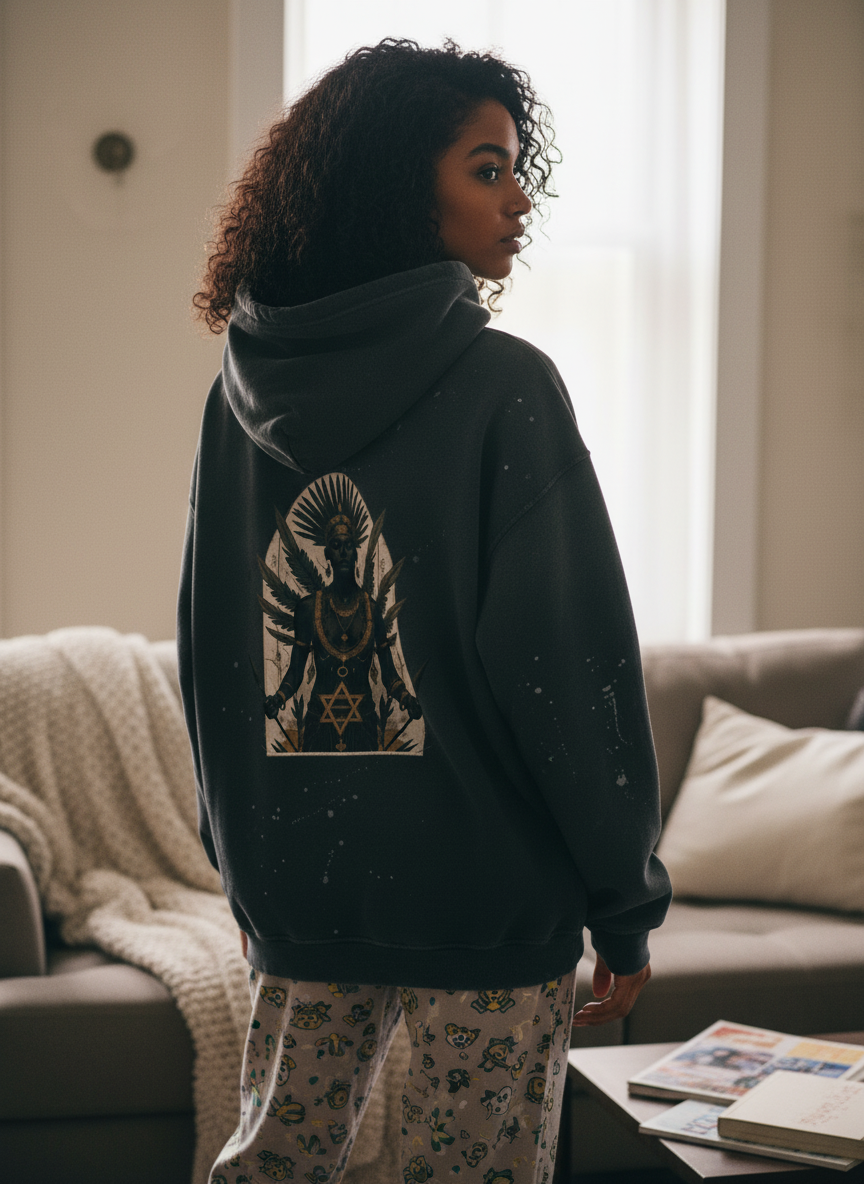 AmaruKhan Hebrews Vintage Washed Frayed Fleece Hoodie