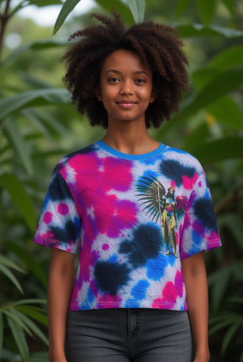 Amaru  Khan Tye-Dye Crop Tee