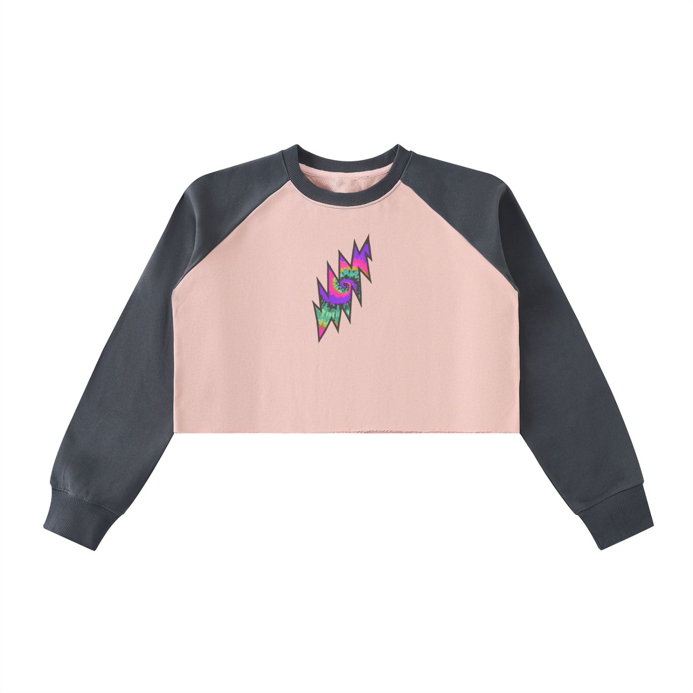 Jerry G LeGoo Raw-Hem Color-Block Raglan Crop Sweatshirt